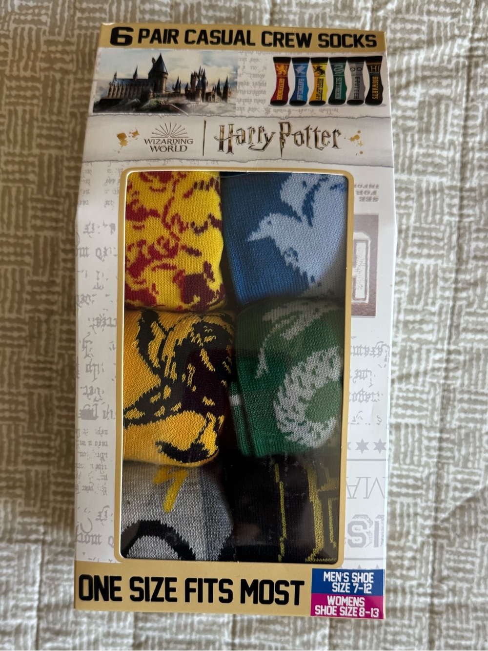 NWT Harry Potter Unisex 6-Pack Casual Crew Socks - Multi Color
